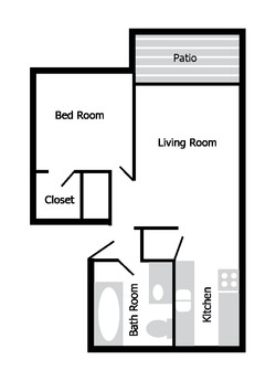 Floor Plan - 1 Bedroom - 1 Bath